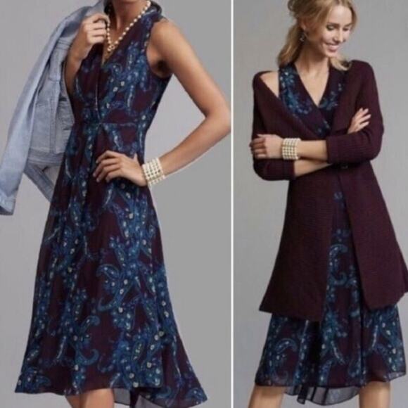 CAbi Dresses & Skirts - Cabi Treasure Paisley Dress Purple Sleeveless Size 8